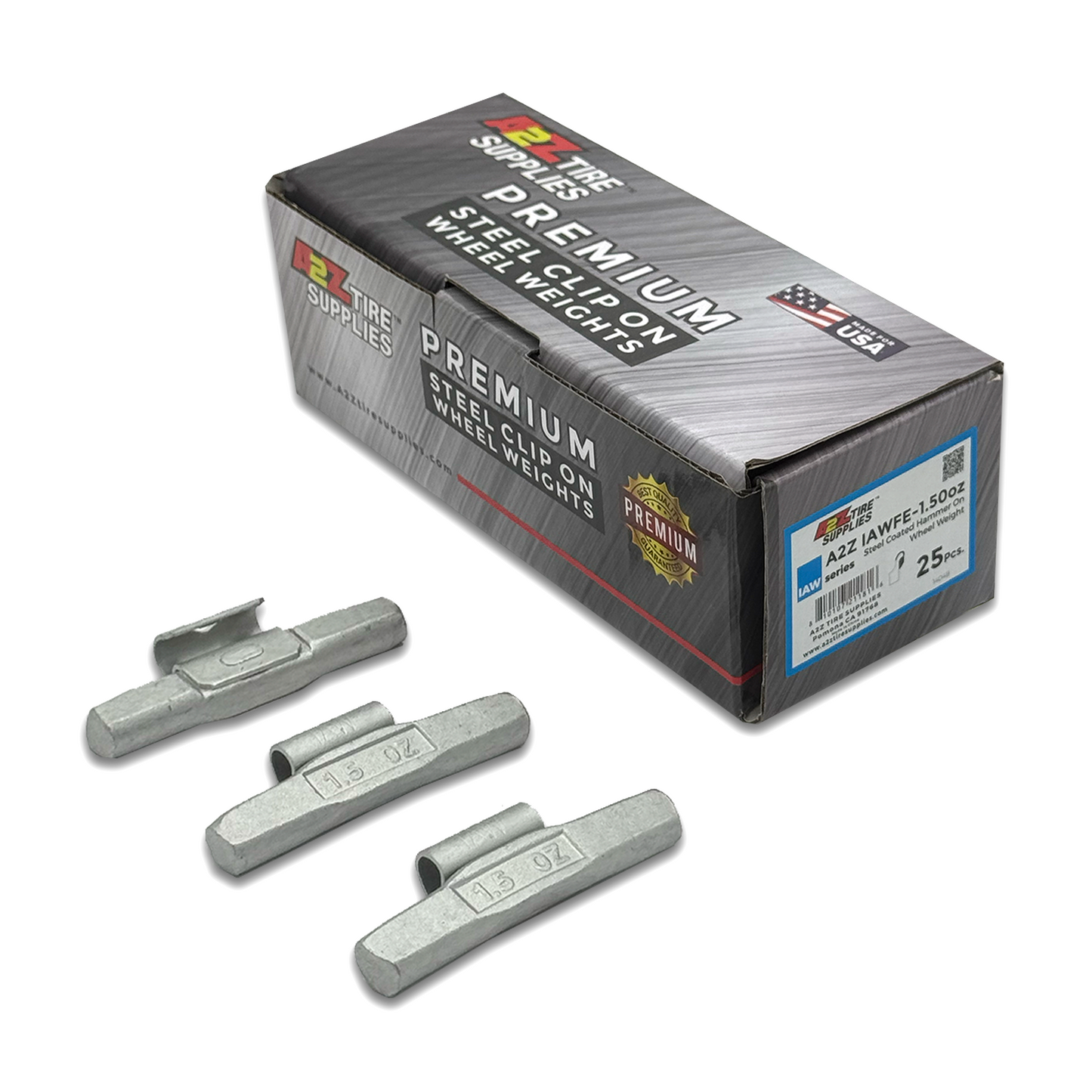 IAW Series 1.50-oz Steel Hammer-On Wheel Weights (Box of 25) - a2ztiresupplies