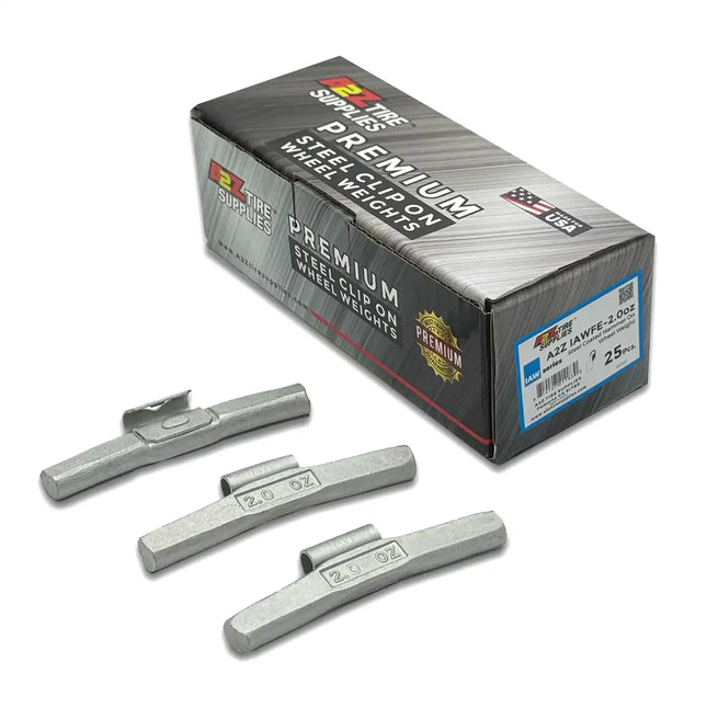 A2Z-IAWFE-2.0 - IAW Profile 2.0 oz Steel Clip-on Wheel Weights Box of 25 - A2Z Tire Supplies