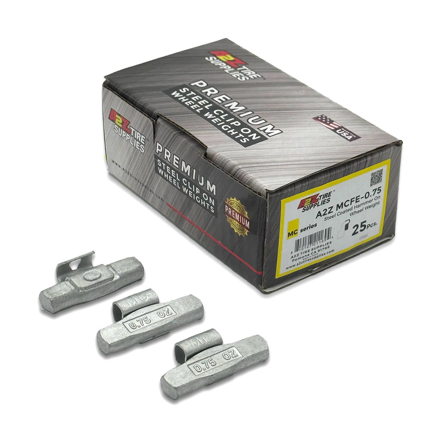 MC Series 0.75-oz Steel Hammer-On Wheel Weights (Box of 25) - a2ztiresupplies