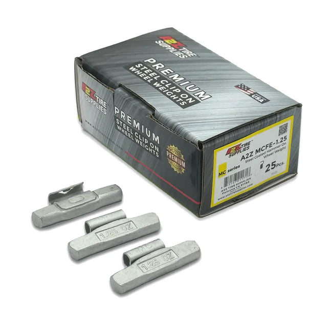 A2Z-MCFE-1.25 - MC Profile 1.25 oz Steel Clip-on Wheel Weights Box of 25 - A2Z Tire Supplies