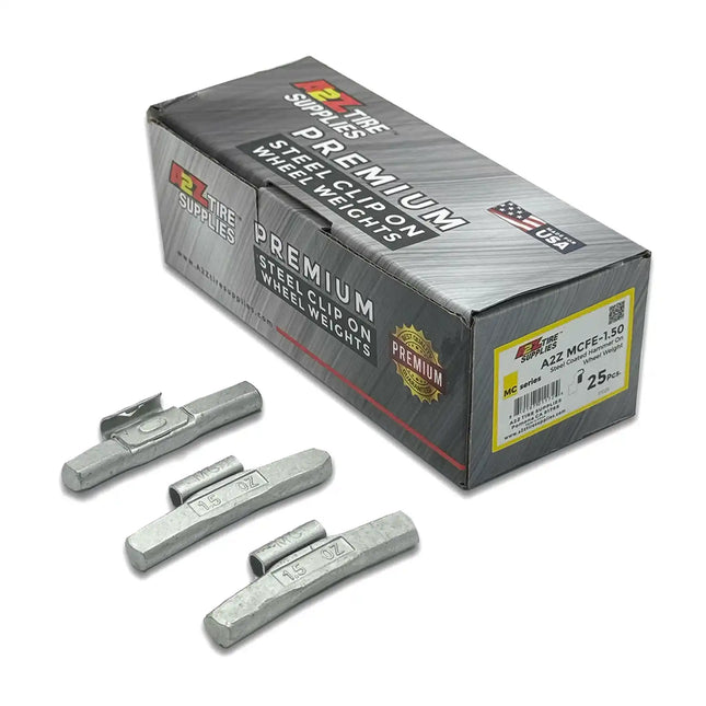 A2Z-MCFE-1.50 - MC Profile 1.50 oz Steel Clip-on Wheel Weights Box of 25 - A2Z Tire Supplies
