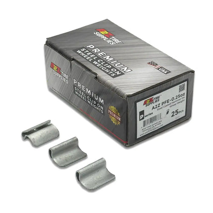 A2Z-PFE-0.25 - P Profile 0.25 oz Steel Clip-on Wheel Weights Box of 25 - A2Z Tire Supplies