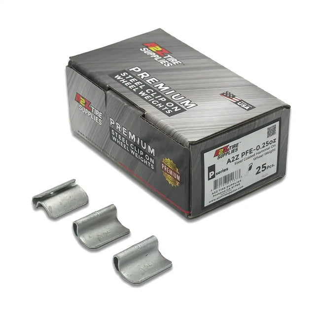 A2Z-PFE-0.25 - P Profile 0.25 oz Steel Clip-on Wheel Weights Box of 25 - A2Z Tire Supplies