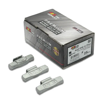 A2Z-PFE-0.75 - P Profile 0.75 oz Steel Clip-on Wheel Weights Box of 25 - A2Z Tire Supplies
