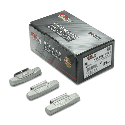A2Z-PFE-1.0 - P Profile 1.0 oz Steel Clip-on Wheel Weights Box of 25 - A2Z Tire Supplies