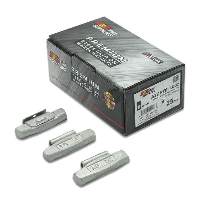 A2Z-PFE-1.0 - P Profile 1.0 oz Steel Clip-on Wheel Weights Box of 25 - A2Z Tire Supplies