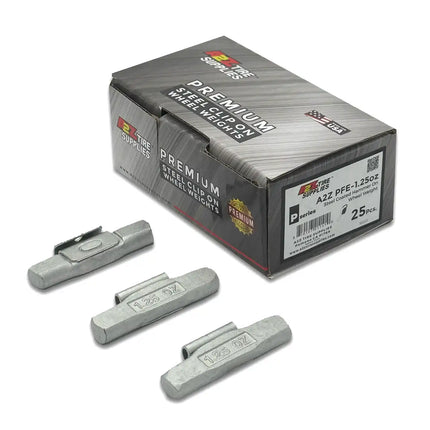 A2Z-PFE-1.25 - P Profile 1.25 oz Steel Clip-on Wheel Weights Box of 25 - A2Z Tire Supplies