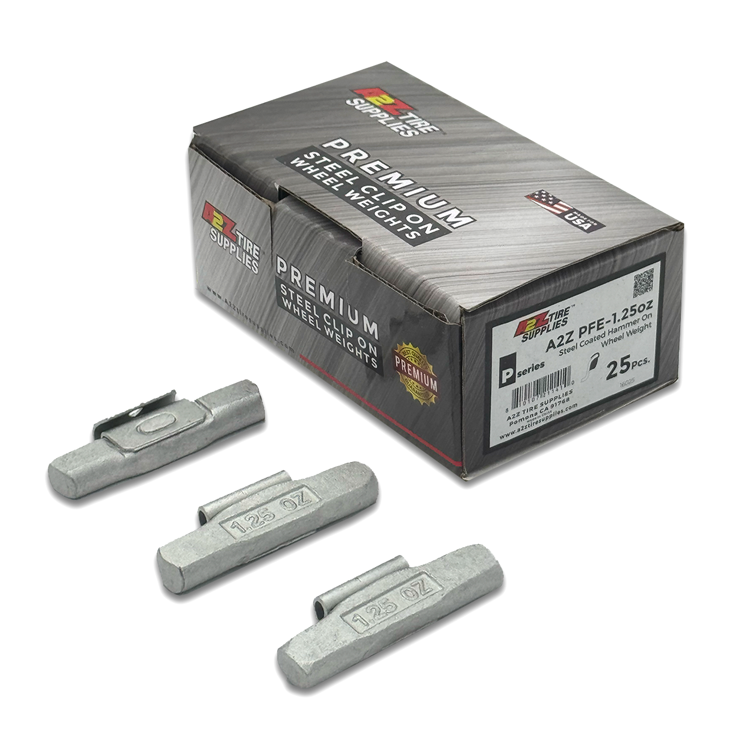 P Series 1.25-oz Steel Hammer-On Wheel Weights (Box of 25) - a2ztiresupplies
