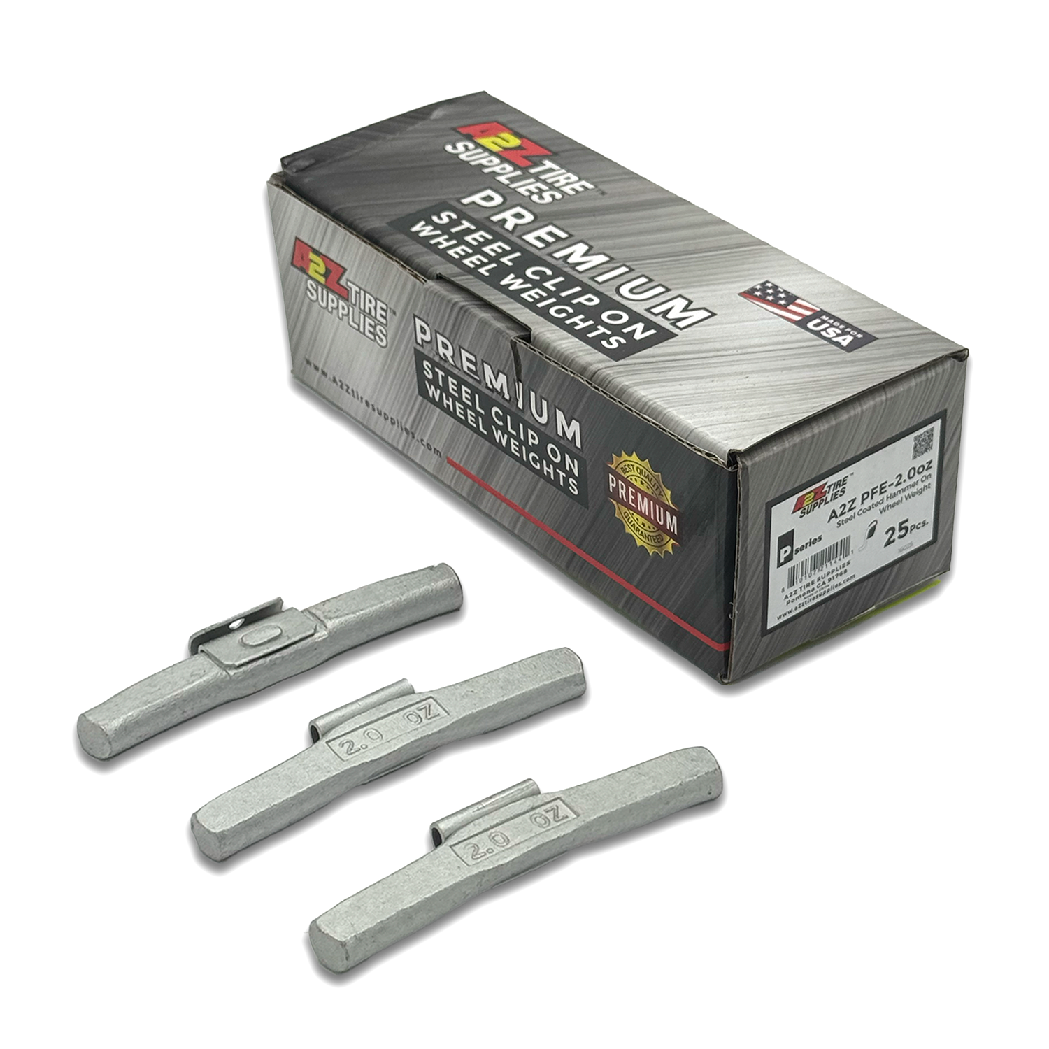 P Series 2.0-oz Steel Hammer-On Wheel Weights (Box of 25) - a2ztiresupplies