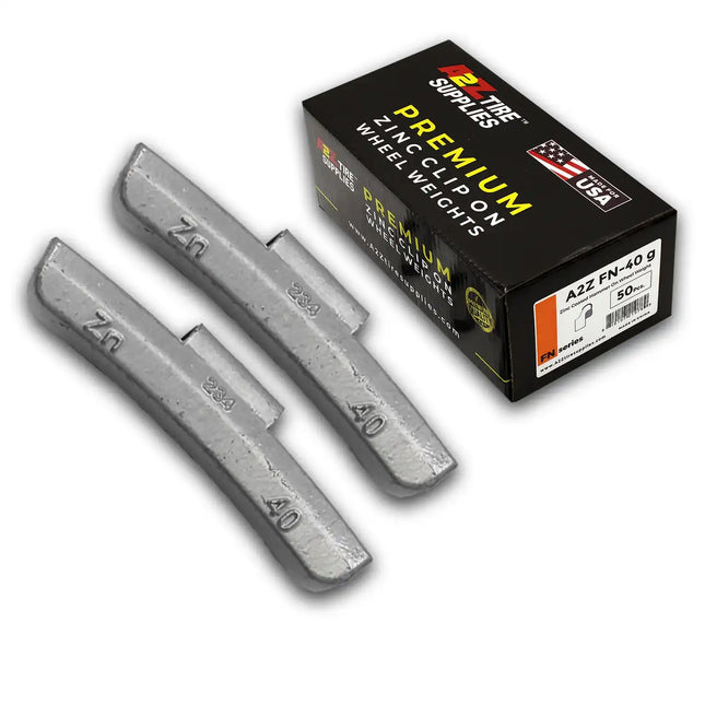 A2Z-ZN-FN-40g - FN Profile 40g Zinc Clip‑on Wheel Weights - Box of 50 - A2Z Tire Supplies