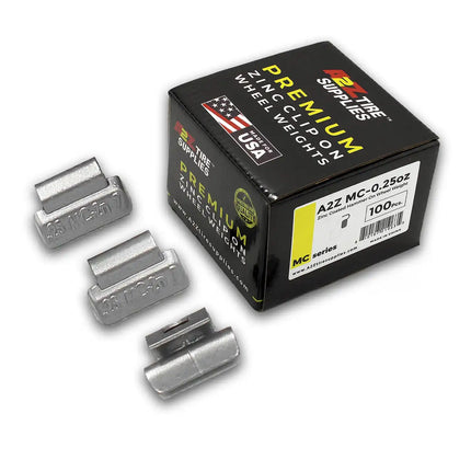 A2Z-ZN-MC-0.25 - MC Profile 0.25 oz Zinc Clip‑on Wheel Weights - Box of 100 - A2Z Tire Supplies