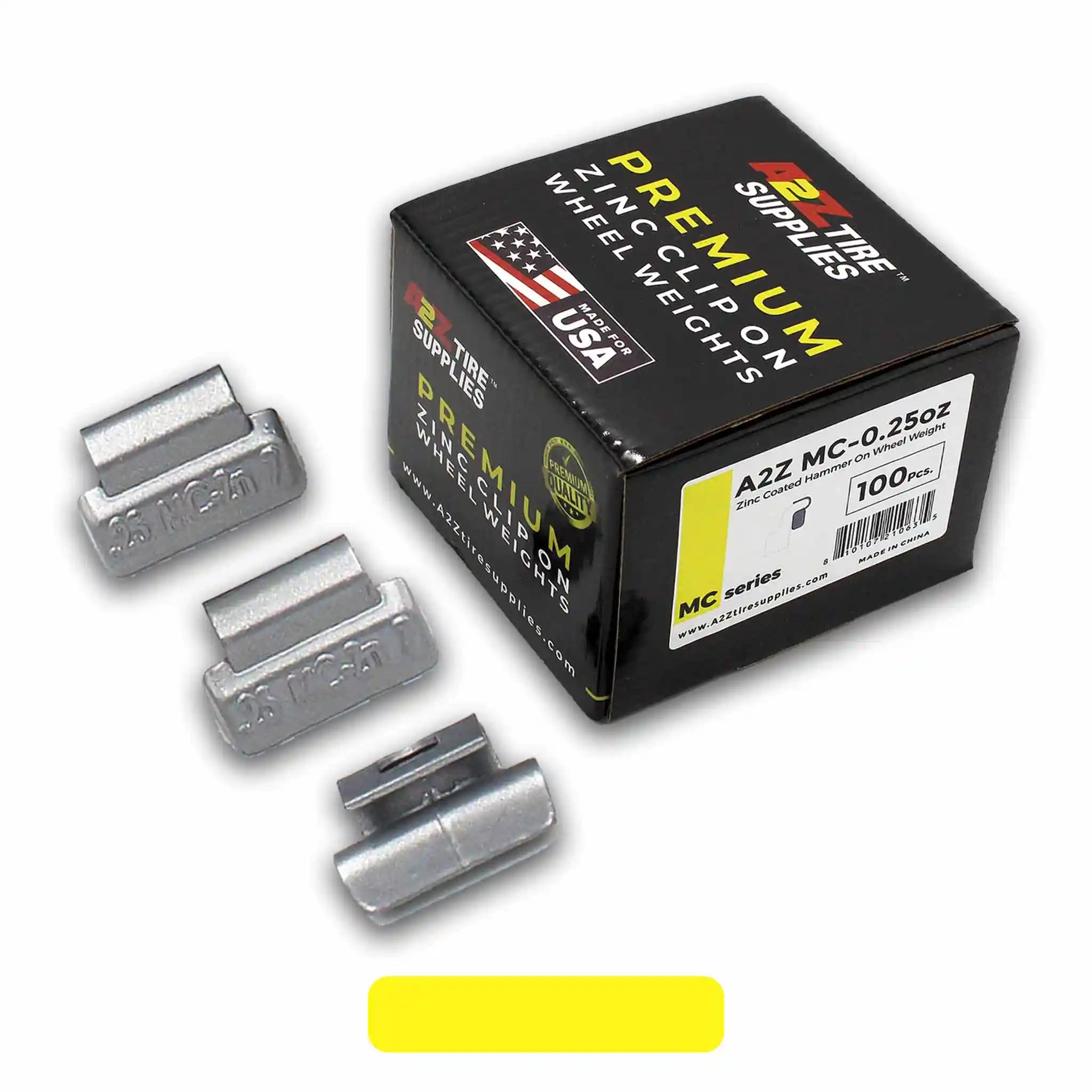 Box of 100 MC-Series 0.25-oz Zinc Hammer-on Wheel Balancing Weights for Domestic Alloy Wheels