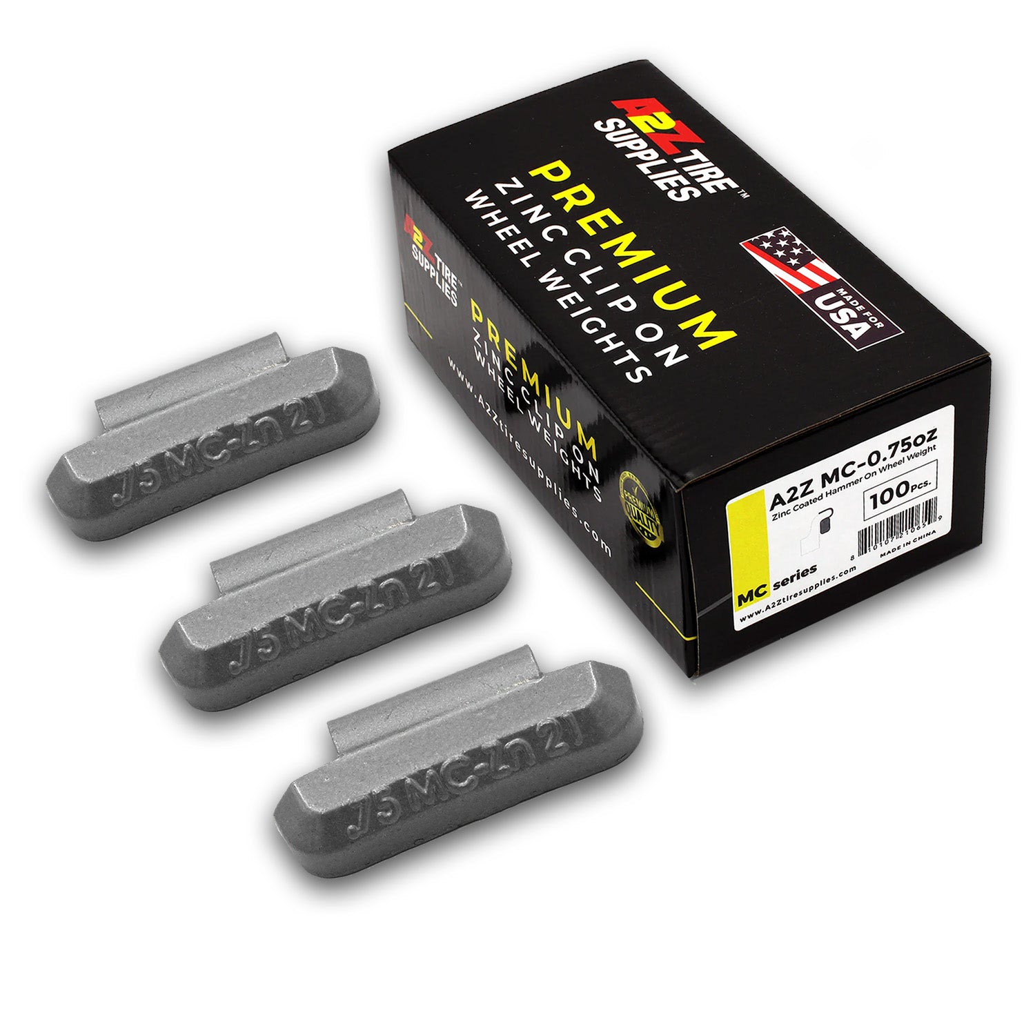 Box of 100 MC-Series 0.75-oz Zinc Hammer-on Wheel Balancing Weights for Domestic Alloy Wheels