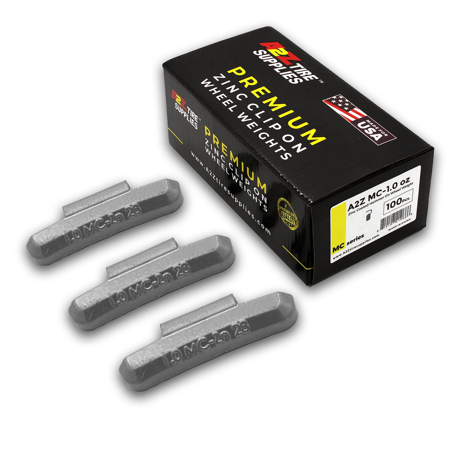Box of 100 MC-Series 1.0-oz Zinc Hammer-on Wheel Balancing Weights for Domestic Alloy Wheels
