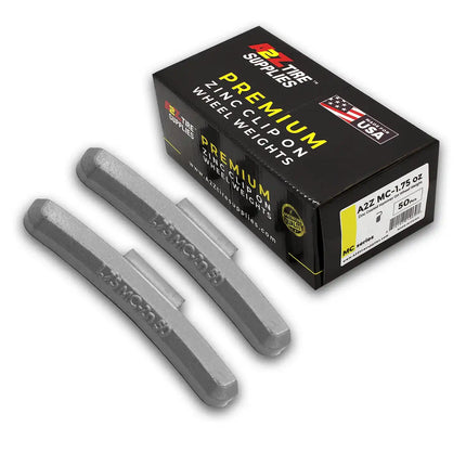 A2Z-ZN-MC-1.75 - MC Profile 1.75 oz Zinc Clip‑on Wheel Weights - Box of 50 - A2Z Tire Supplies