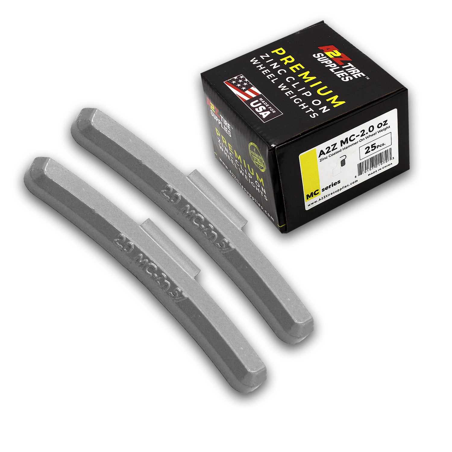 Box of 25 MC-Series 2.0-oz Zinc Hammer-on Wheel Balancing Weights for Domestic Alloy Wheels