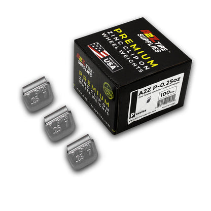 Box of 100 P-Series 0.25-oz Zinc Hammer-on Wheel Balancing Weights for Passenger Steel Wheels