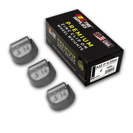 A2Z-ZN-P-0.50 - P Profile 0.50 oz Zinc Clip‑on Wheel Weights - Box of 100 - A2Z Tire Supplies