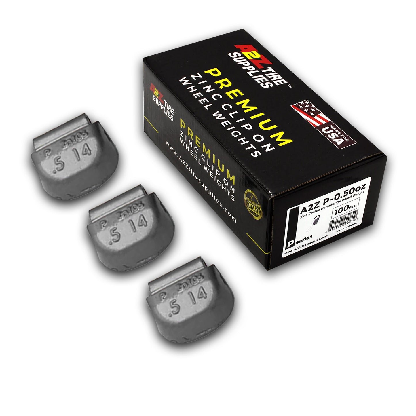 Box of 100 P-Series 0.50-oz Zinc Hammer-on Wheel Balancing Weights for Passenger Steel Wheels