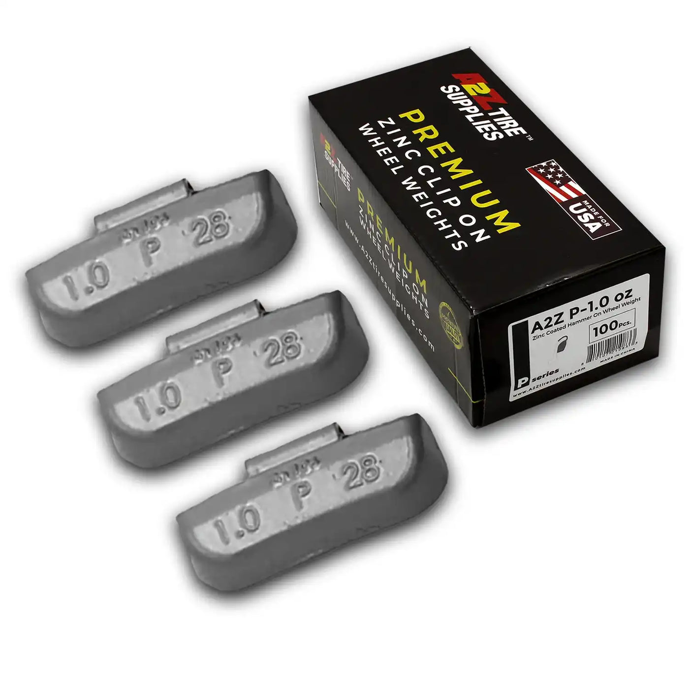 P 1.0oz Zinc Clip on Wheel Weights for Passenger Steel Rims 100 PCS