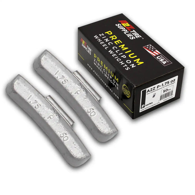 A2Z-ZN-P-1.75 - P Profile 1.75 oz Zinc Clip‑on Wheel Weights - Box of 50 - A2Z Tire Supplies