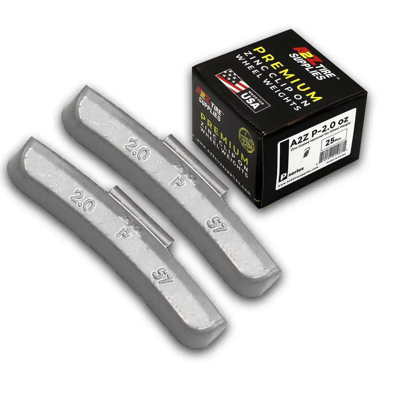P 2.0oz Zinc Clip on Wheel Weights for Passenger Steel Rims 25 PCS