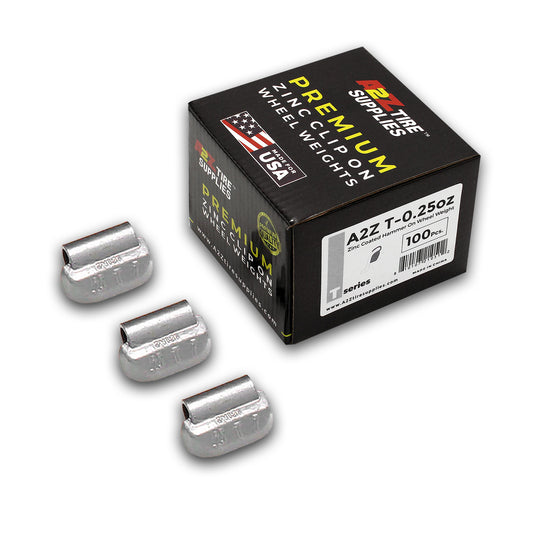 Box of 100 T-Series 0.25-oz Zinc Hammer-on Wheel Balancing Weights for Light Truck and SUV Steel Wheels