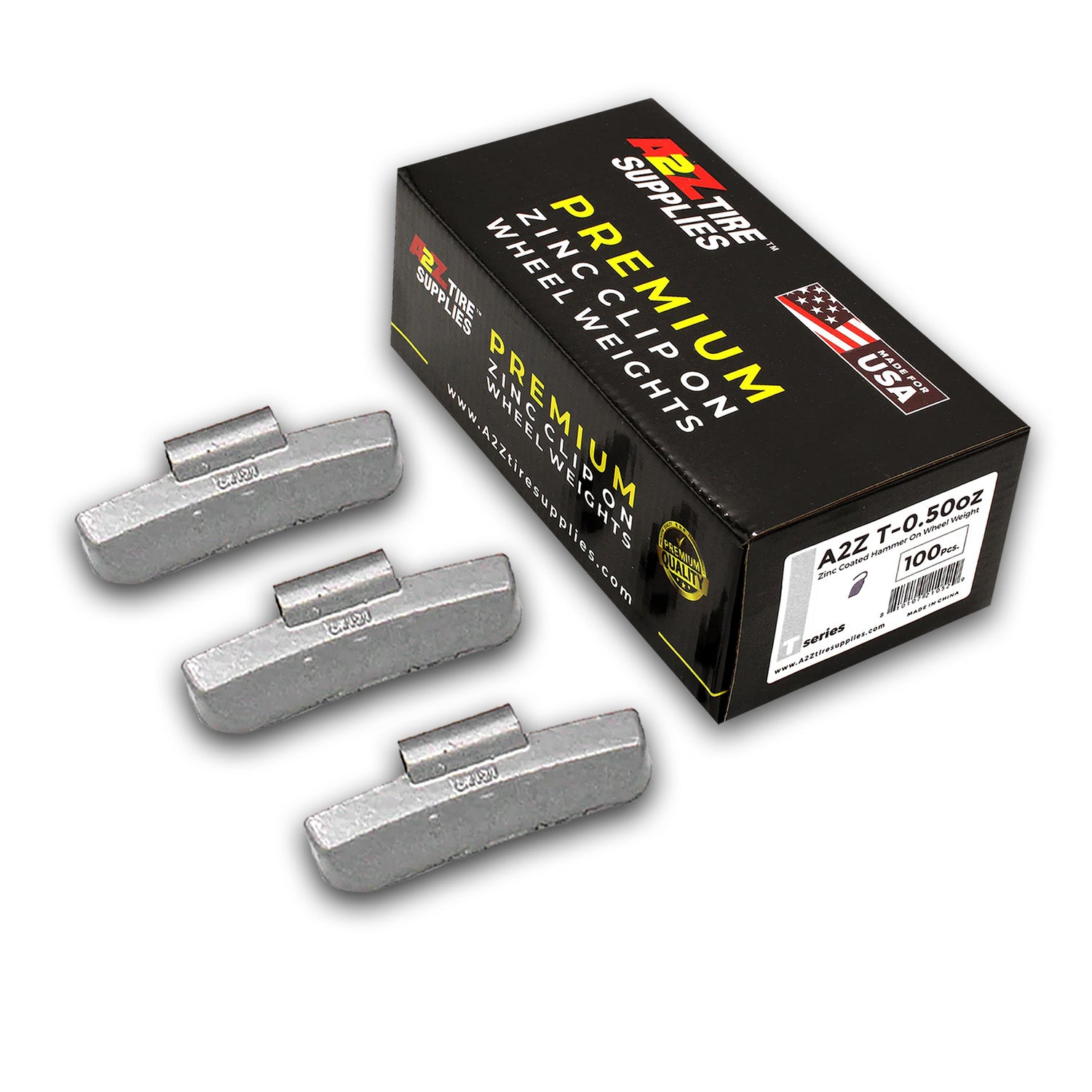 Box of 100 T-Series 0.50-oz Zinc Hammer-on Wheel Balancing Weights for Light Truck and SUV Steel Wheels