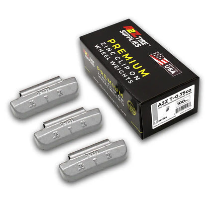 A2Z-ZN-T-0.75 - T Profile 0.75 oz Zinc Clip‑on Wheel Weights - Box of 100 - A2Z Tire Supplies