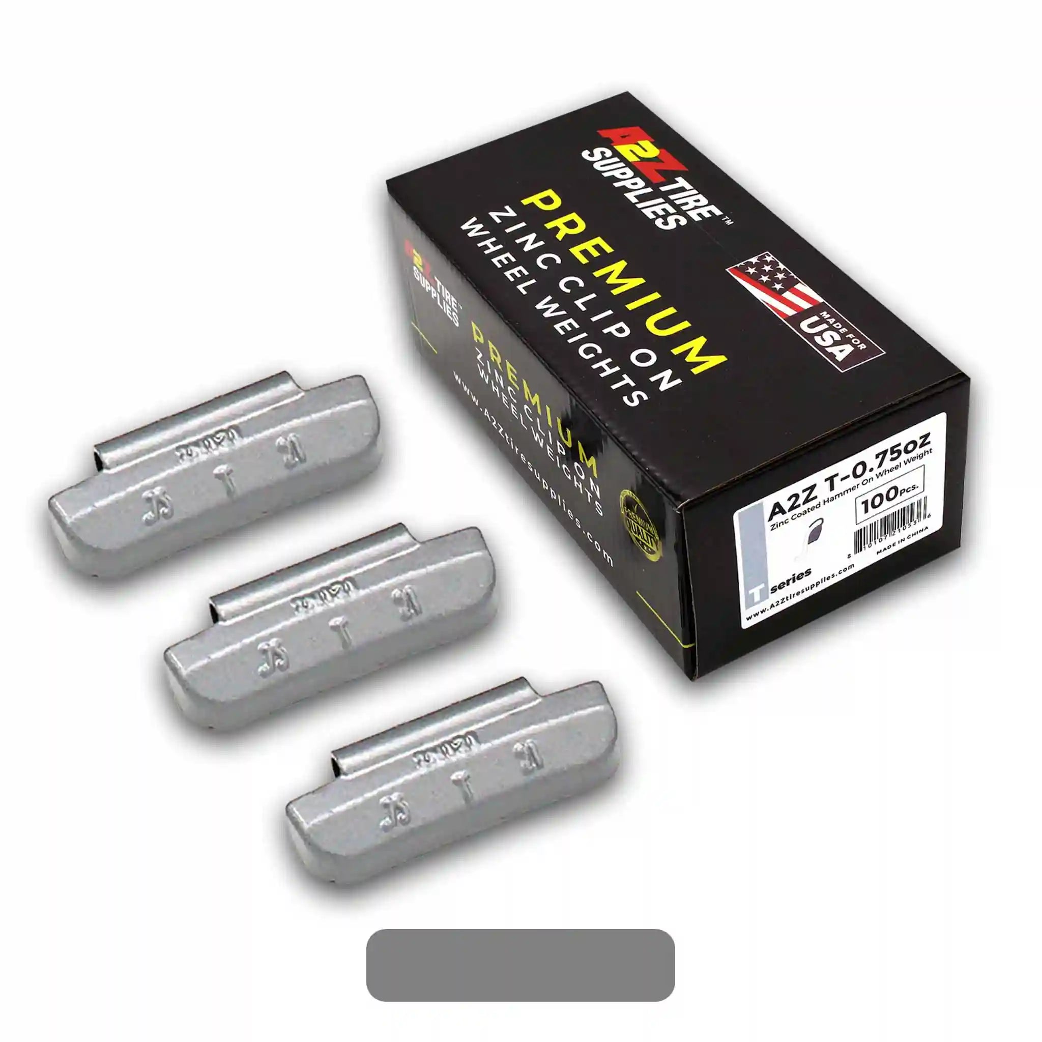 Box of 100 T-Series 0.75-oz Zinc Hammer-on Wheel Balancing Weights for Light Truck and SUV Steel Wheels