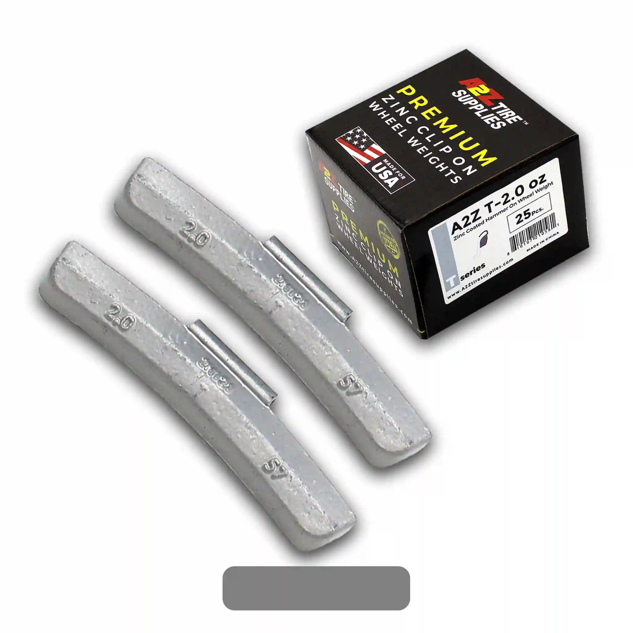 Box of 25 T-Series 2.0-oz Zinc Hammer-on Wheel Balancing Weights for Light Truck and SUV Steel Wheels
