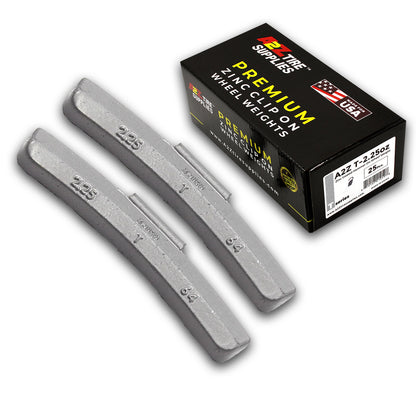 Box of 25 T-Series 2.25-oz Zinc Hammer-on Wheel Balancing Weights for Light Truck and SUV Steel Wheels