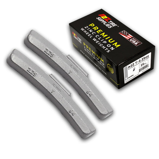 Box of 25 T-Series 2.25-oz Zinc Hammer-on Wheel Balancing Weights for Light Truck and SUV Steel Wheels