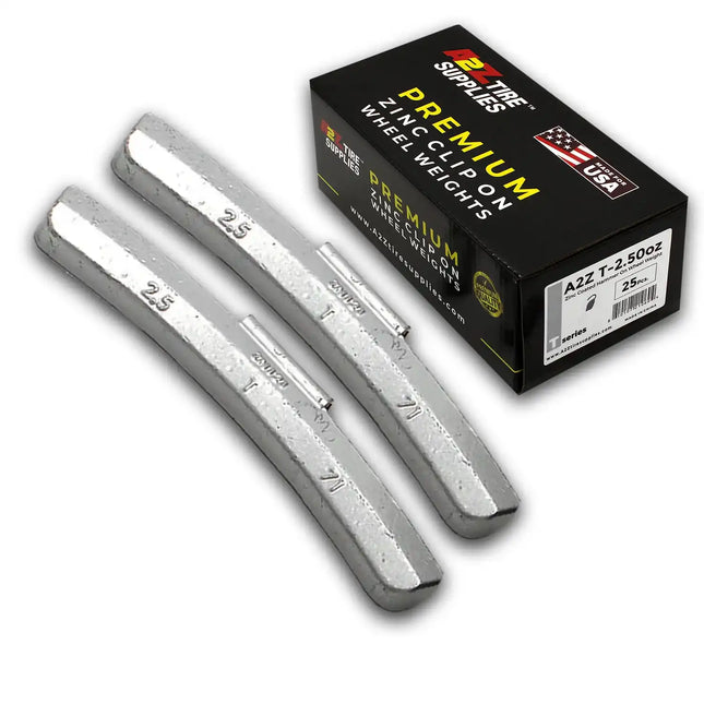 A2Z-ZN-T-2.50 T Series 2.50-oz Rust-Proof Epoxy Coated Zinc Hammer-On Wheel Weights - Box of 25 - A2Z Tire Supplies