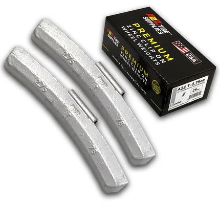 A2Z-ZN-T-2.75 - T Profile 2.75 oz Zinc Clip‑on Wheel Weights - Box of 25 - A2Z Tire Supplies