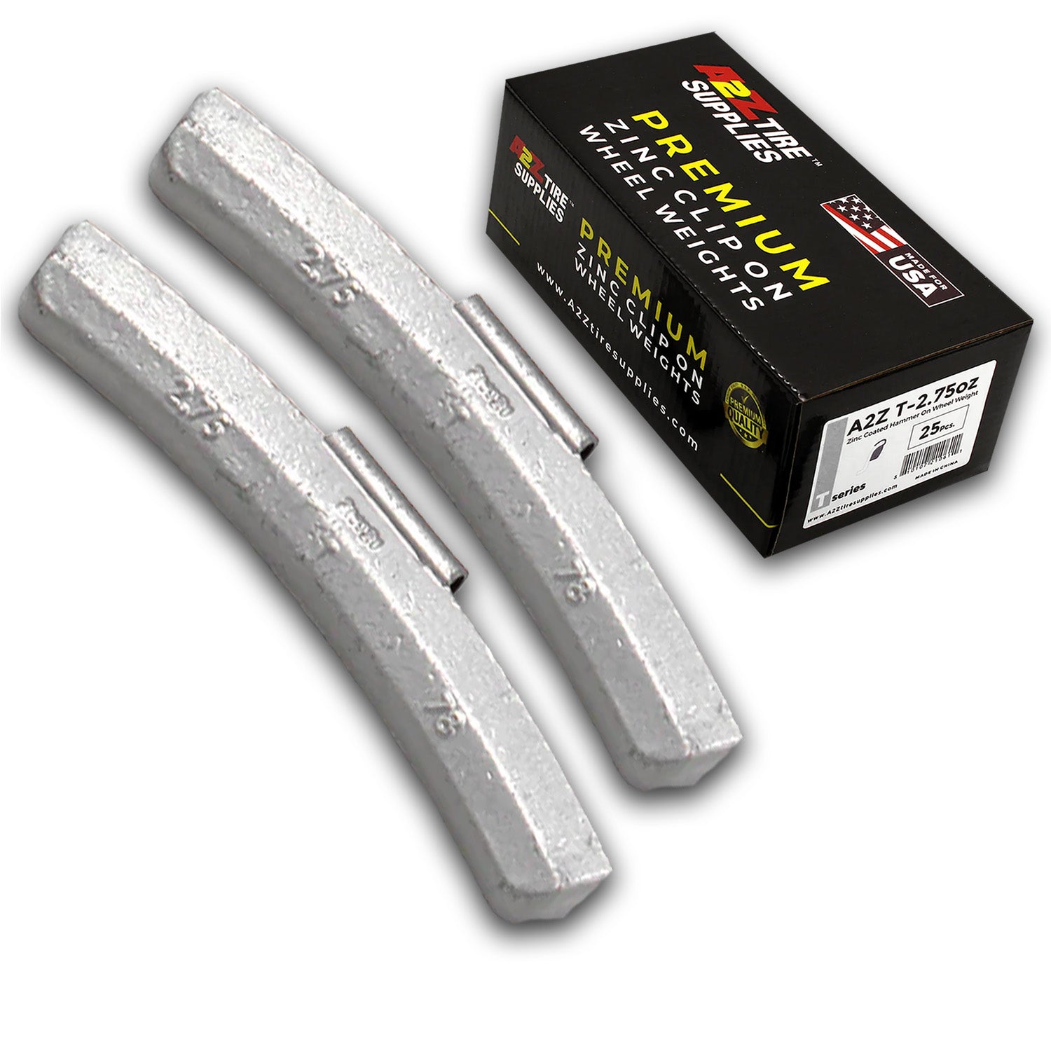 Box of 25 T-Series 2.75-oz Zinc Hammer-on Wheel Balancing Weights for Light Truck and SUV Steel Wheels