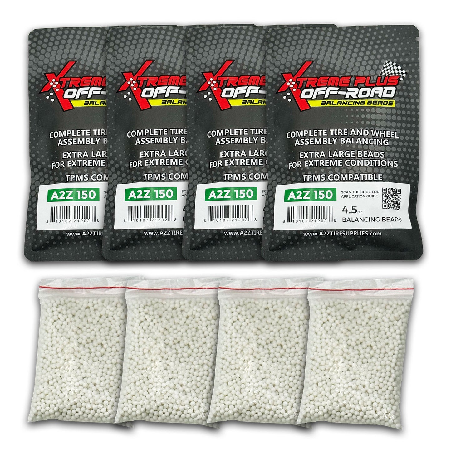 (4 Pack) 4.5-oz Xtreme Plus Off-Road Beads TPMS-Safe Self-Balancing Bags - A2Z 150 - a2ztiresupplies