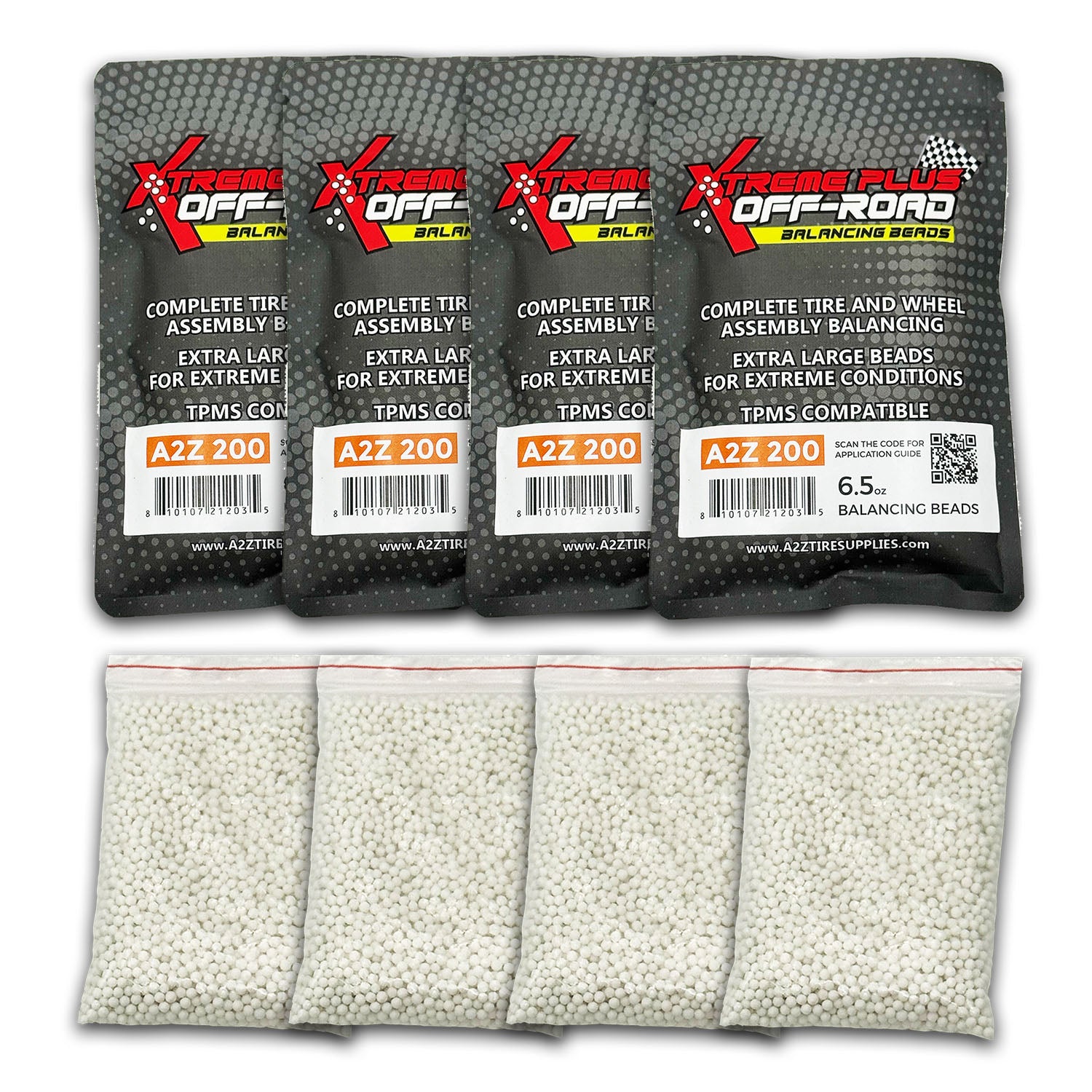 (4 Pack) 6.5-oz Xtreme Plus Off-Road Beads TPMS-Safe Self-Balancing Bags - A2Z 200