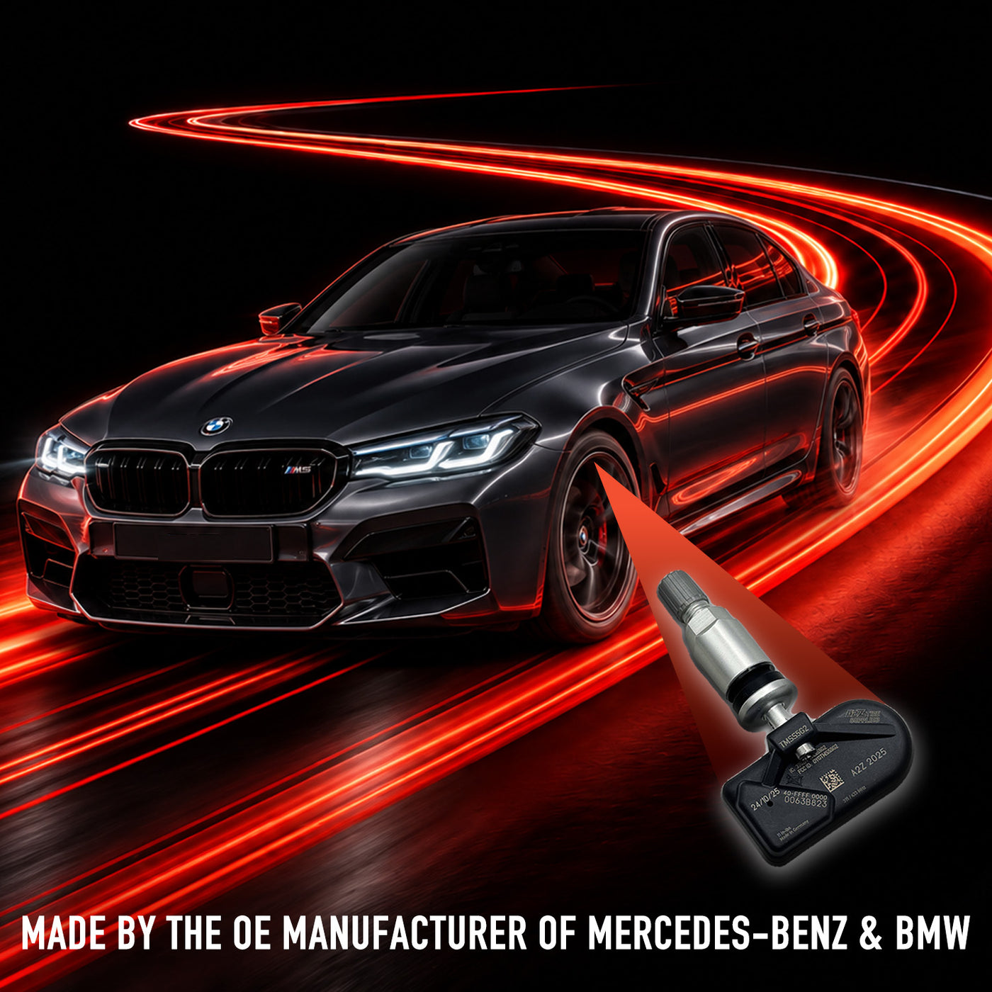 A2Z2025 Programmable TPMS Sensor w/ Metal + Rubber Valve Stems