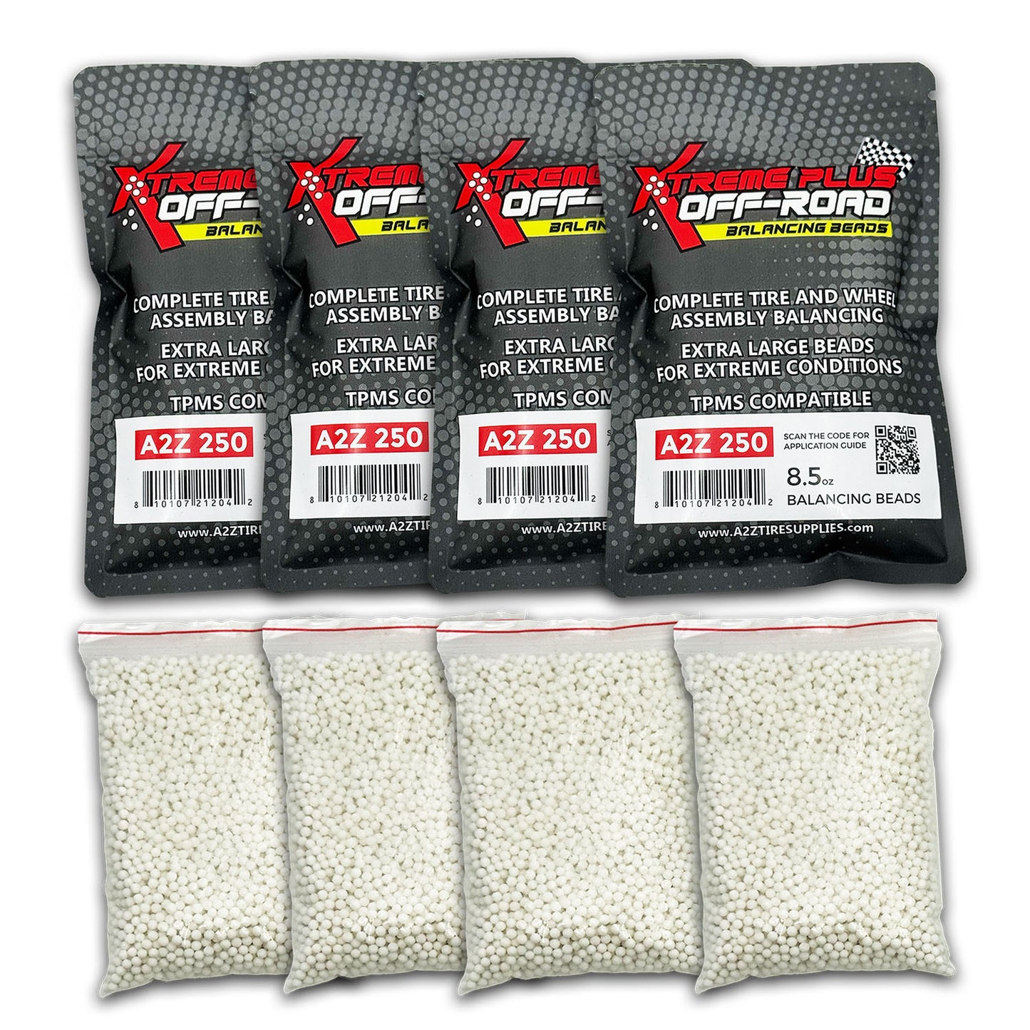 (4 Pack) 8.5-oz Xtreme Plus Off-Road Beads TPMS-Safe Self-Balancing Bags - A2Z 250 - a2ztiresupplies