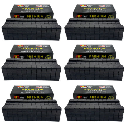 (3,600 Segments) 1/4 oz Black Coated Steel Adhesive Wheel Weights - Blue Tape, Bundle of 300 Strips