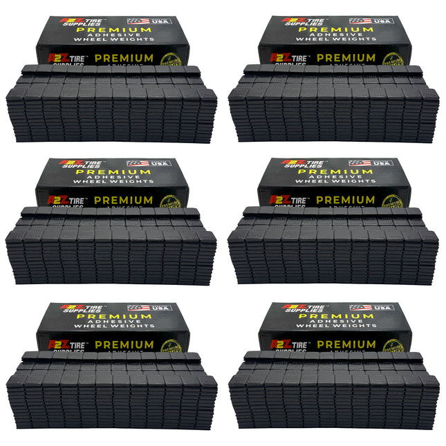 (3,600 Segments) 1/4-oz Black Coated Steel Adhesive Wheel Weights - Blue Tape, Bundle of 300 Strips