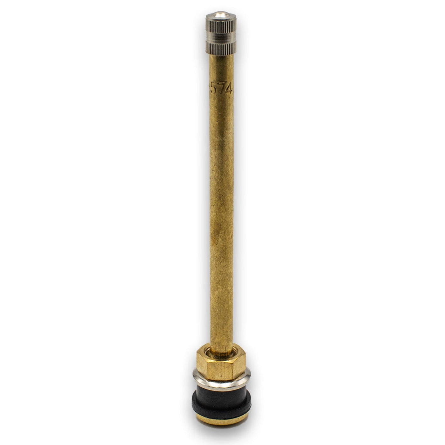 574 Brass Clamp-in 5" Straight Truck Valve for Tubeless Tires - Fits 0.625" Hole - TR574