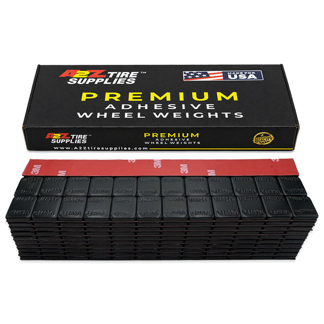 1/4 oz Black Coated Steel Adhesive Wheel Weights - 3M Tape, 30 Strips / 360 Segments