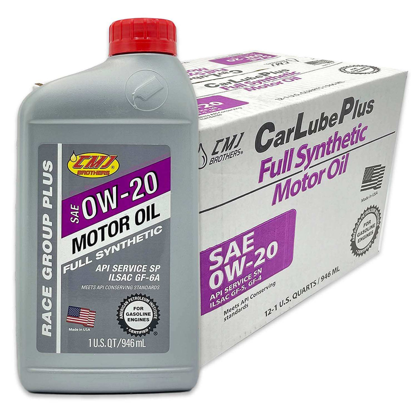 12-Pack CMJ Brothers Car Lube Plus 0W-20 Full Synthetic Motor Oil, 1 QT