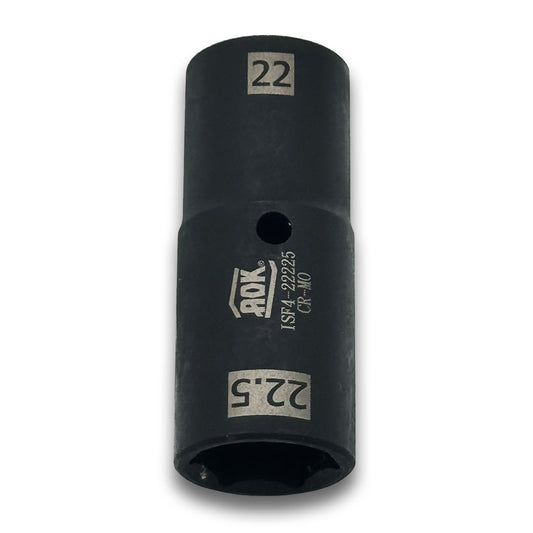 Thin-wall 22mm x 22.5mm Steel Flip Socket Rated for High-Torque 1/2" Drive - Metric (Made in Taiwan) - a2ztiresupplies