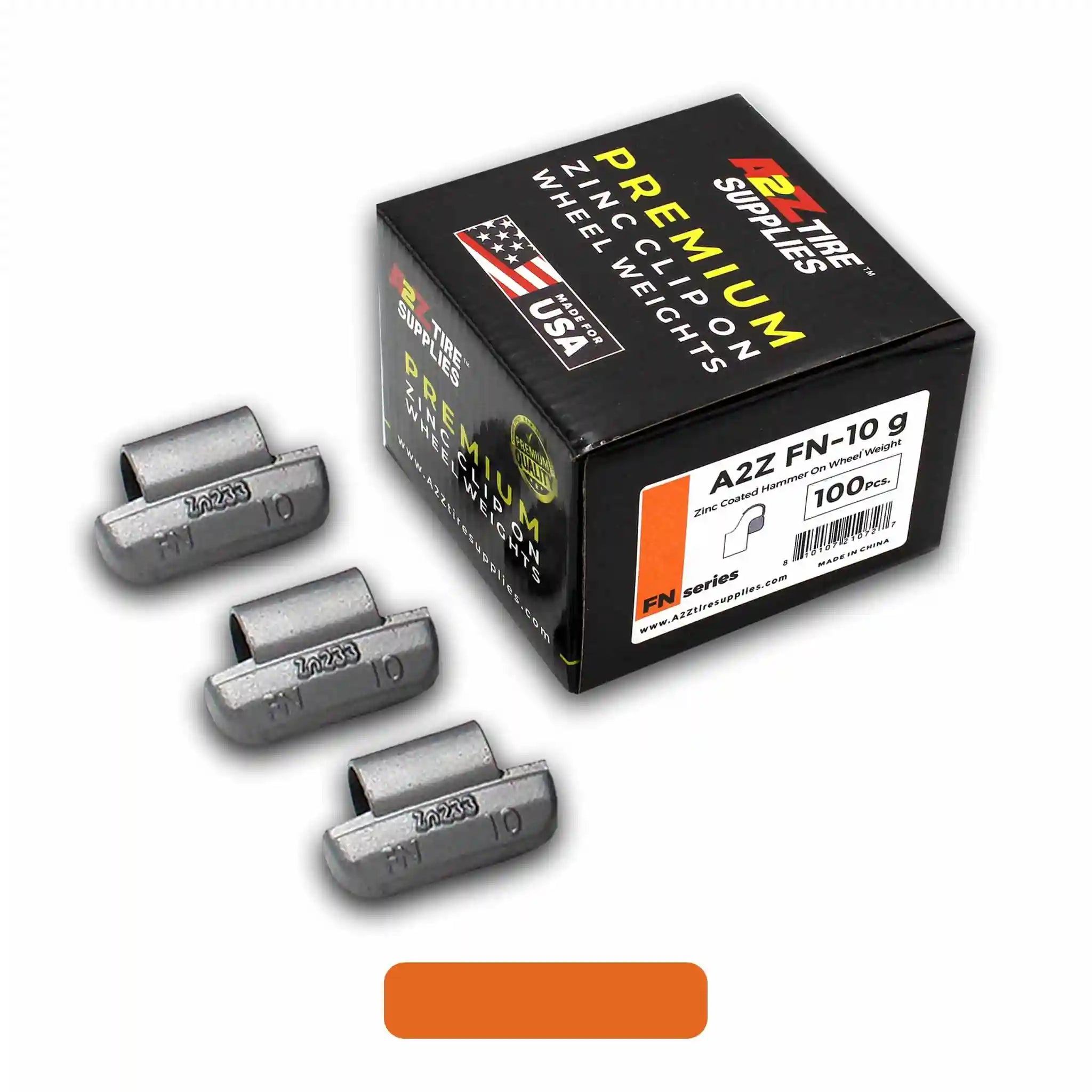 FN Series 10g Rust-Proof Epoxy Coated Zinc Hammer-On Wheel Weights — Box of 100