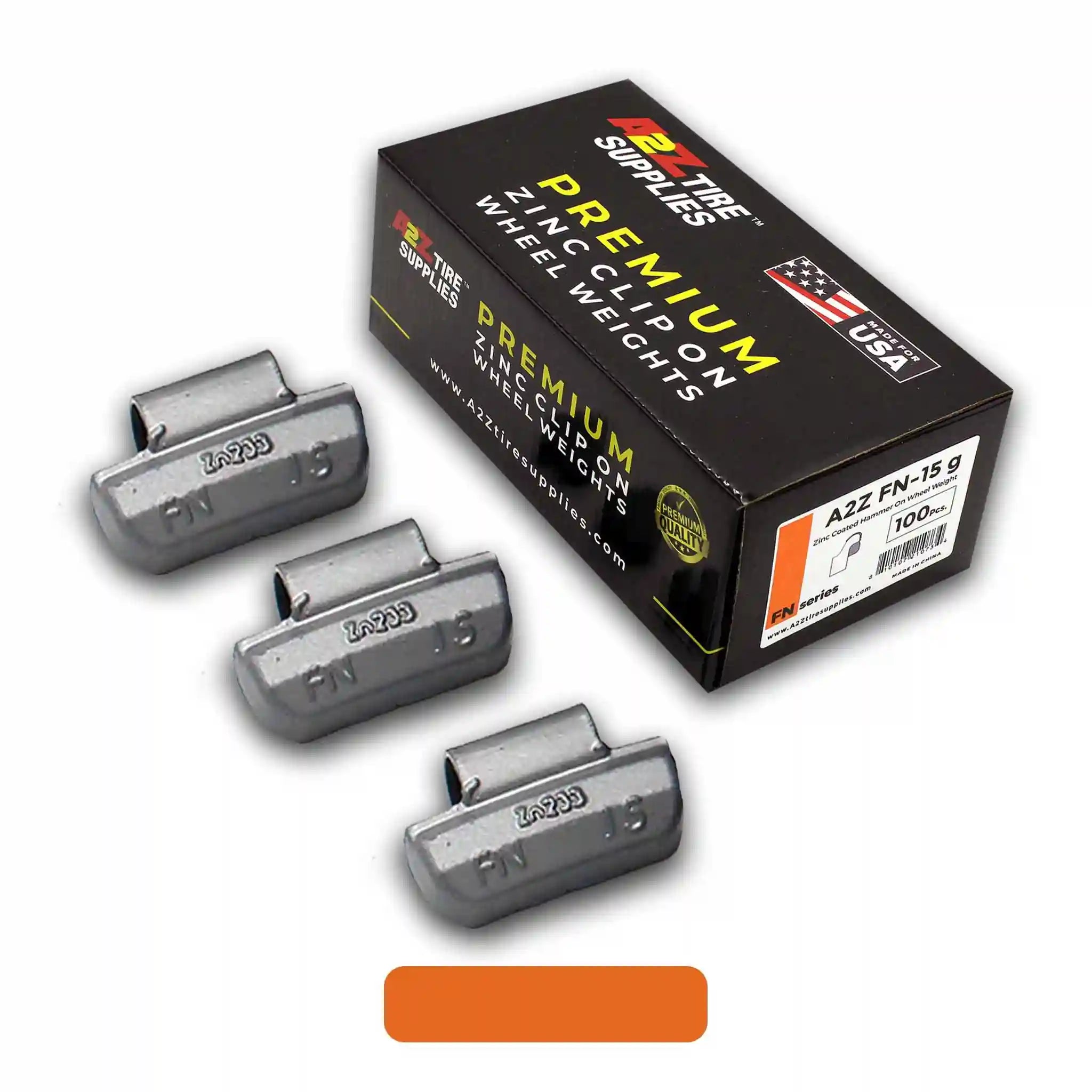 FN Series 15g Rust-Proof Epoxy Coated Zinc Hammer-On Wheel Weights — Box of 100