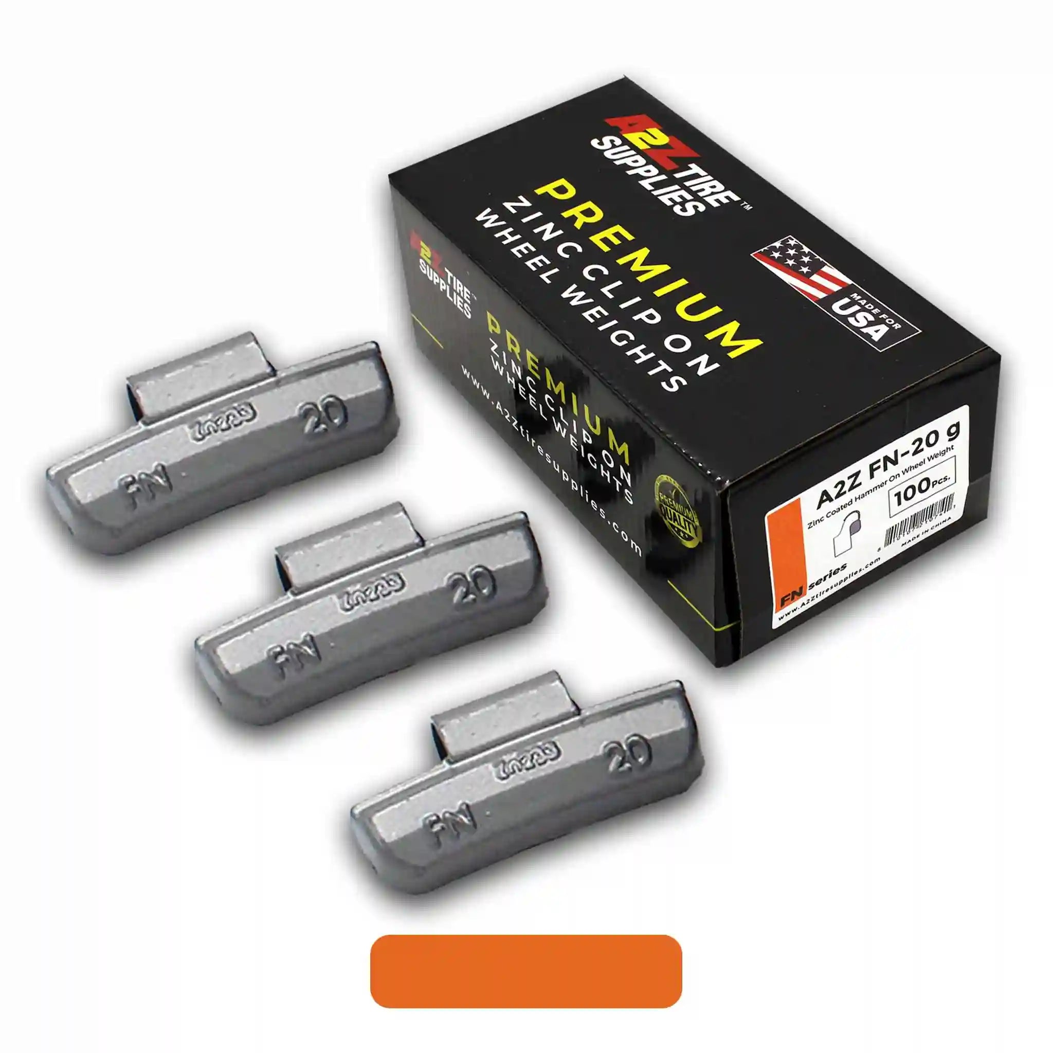 FN Series 20g Rust-Proof Epoxy Coated Zinc Hammer-On Wheel Weights — Box of 100