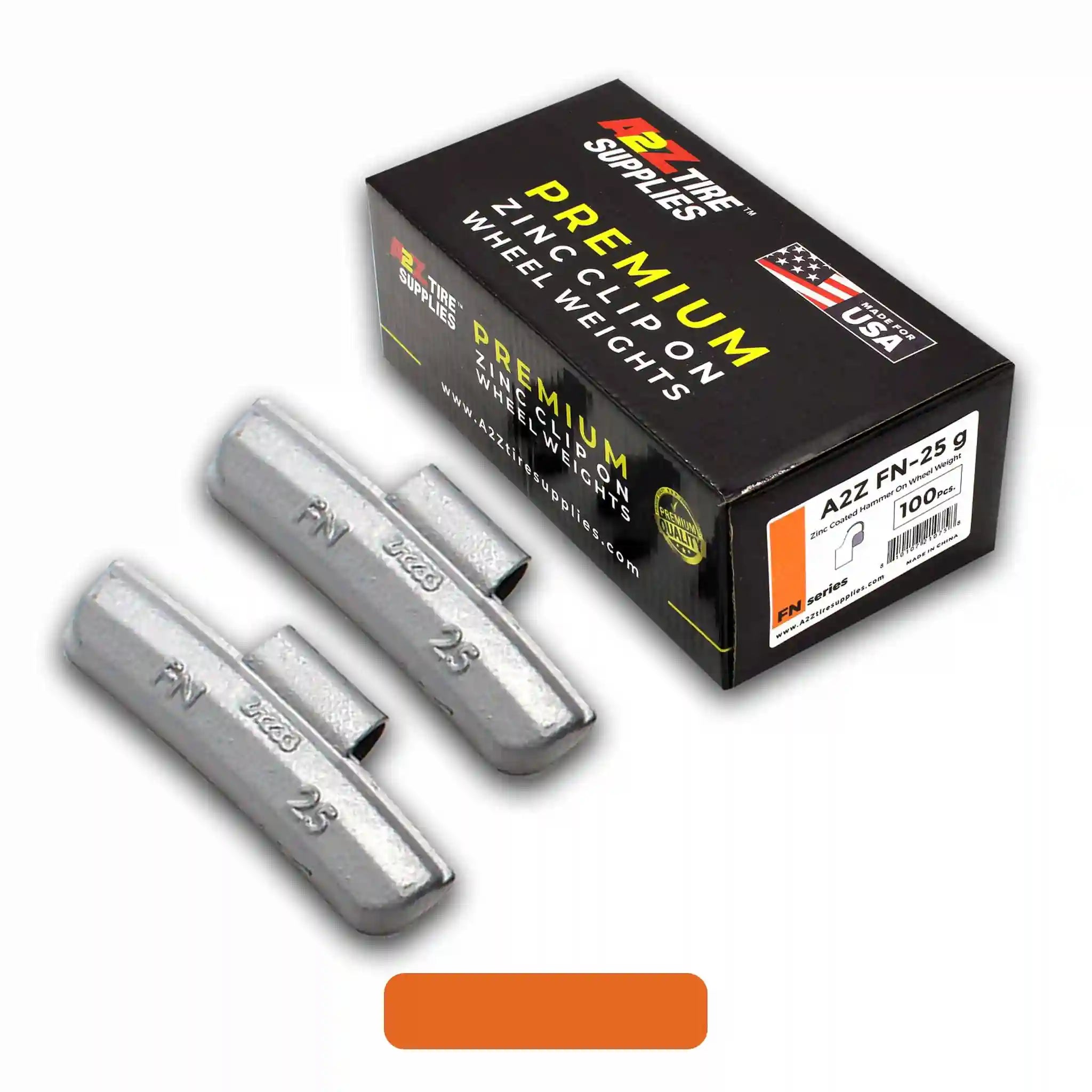 FN Series 25g Rust-Proof Epoxy Coated Zinc Hammer-On Wheel Weights — Box of 100